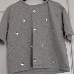 Calvin Klein Cropped Embellished Heather Top